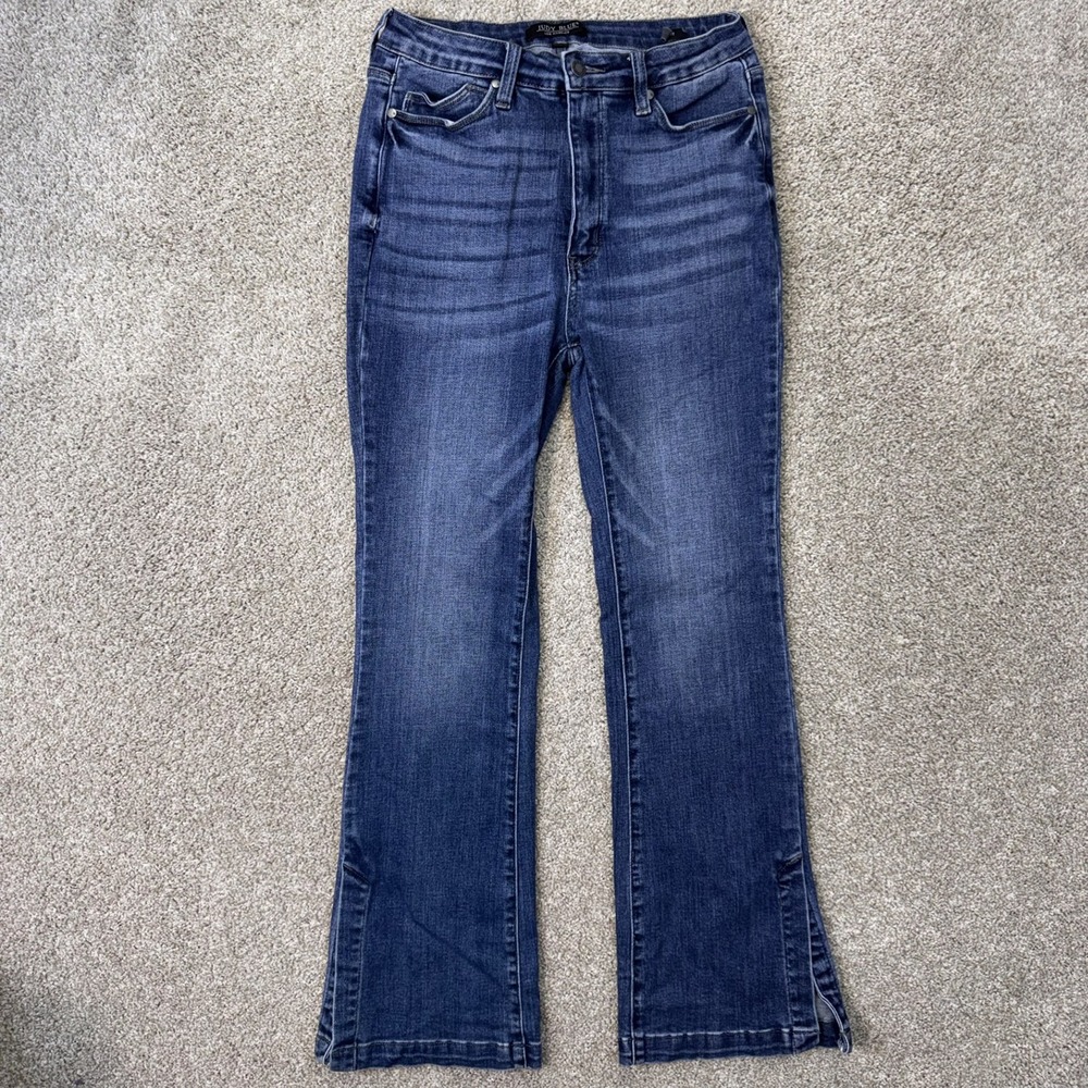 Judy Blue Jeans Mens 11/30 JB88476 MD Slim Boot Blue Side Slit EUC